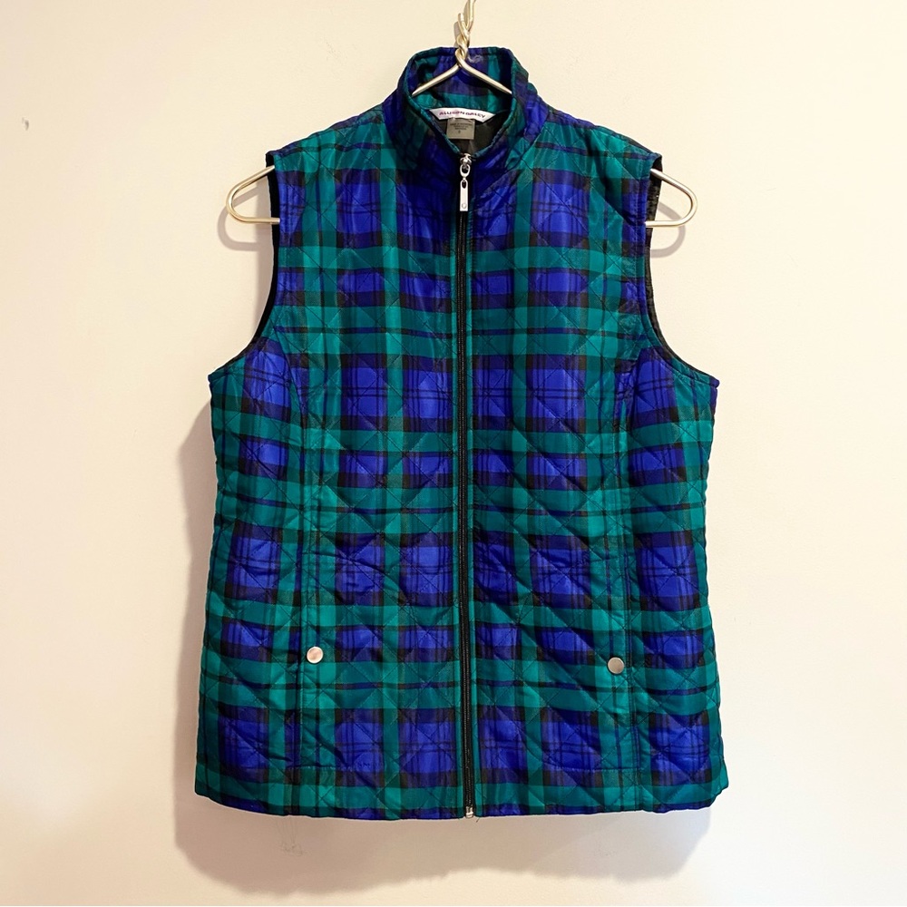 Plaid fall/winter vest, blue & green